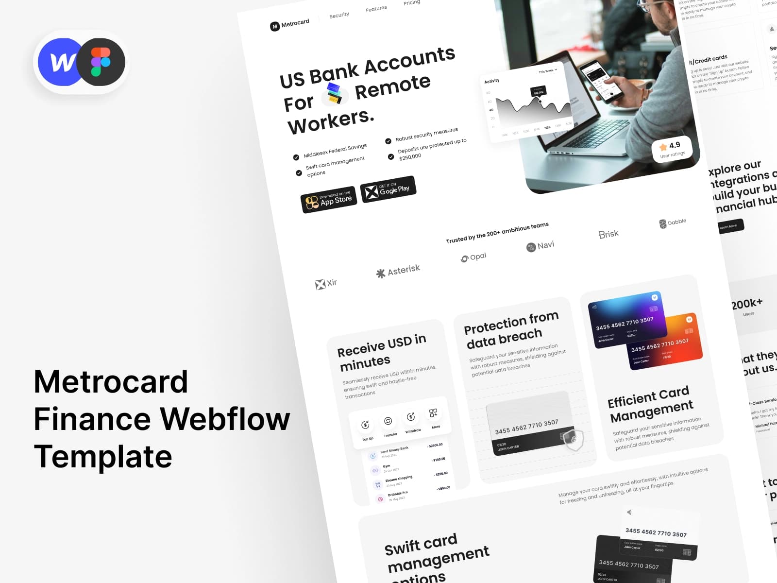 Metrocard Finance Webflow Template — preview 1